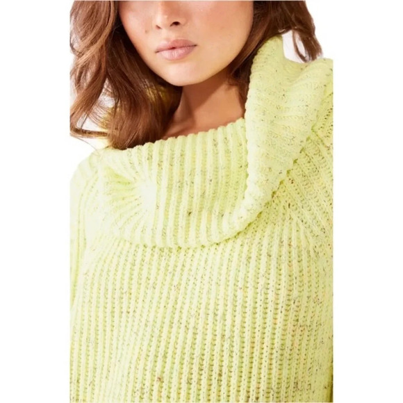 Free People Leo Tunic Cowl-Neck Yellow Confetti Knit Sweater - Picture 4 of 16